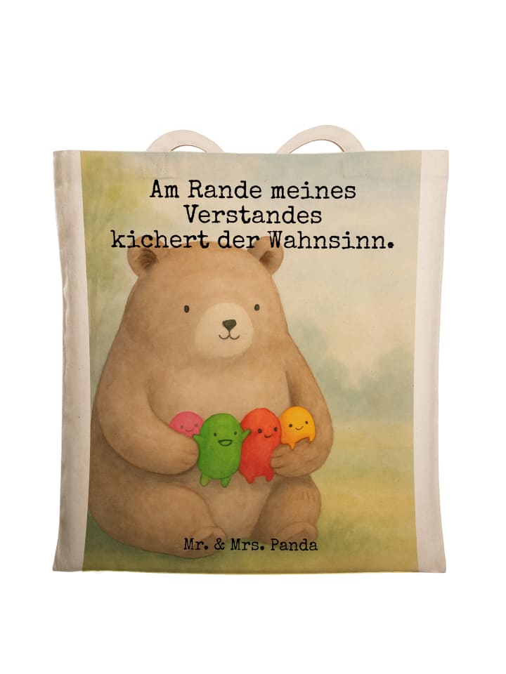 Tasche Baumwolle Bär Gefühl Design mit Spruch in Weiß