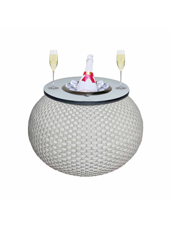 3-in-1 Loungetisch mit Edelstahl-Kühler Milano in Champagner 40 cm
