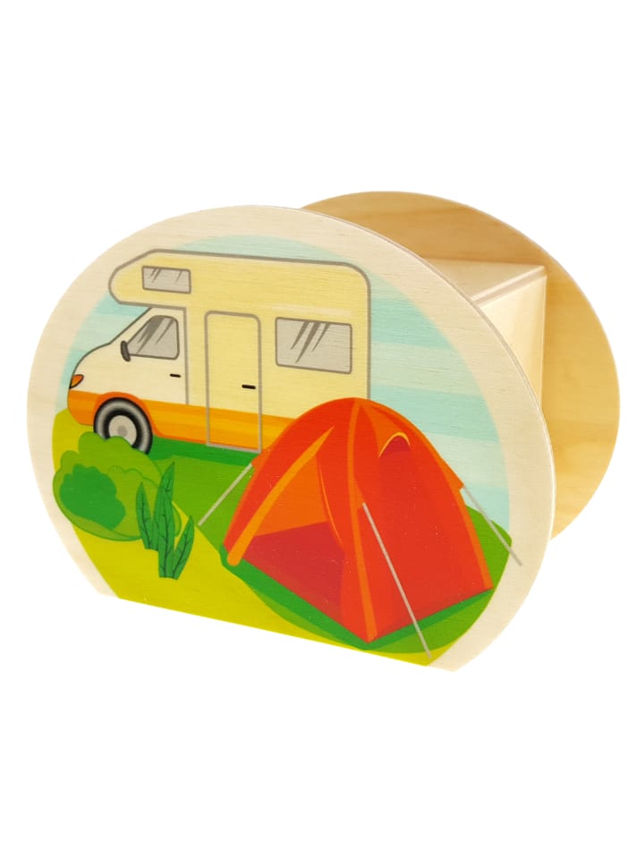 Spardose "Camping" in Bunt