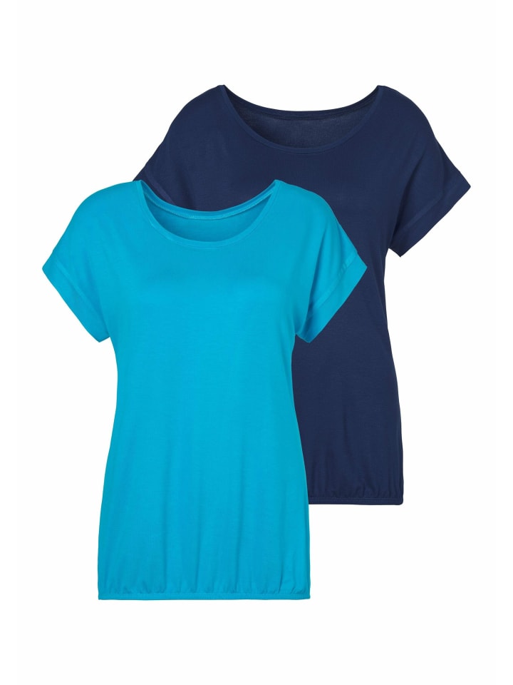 Kurzarmshirt in türkis, navy