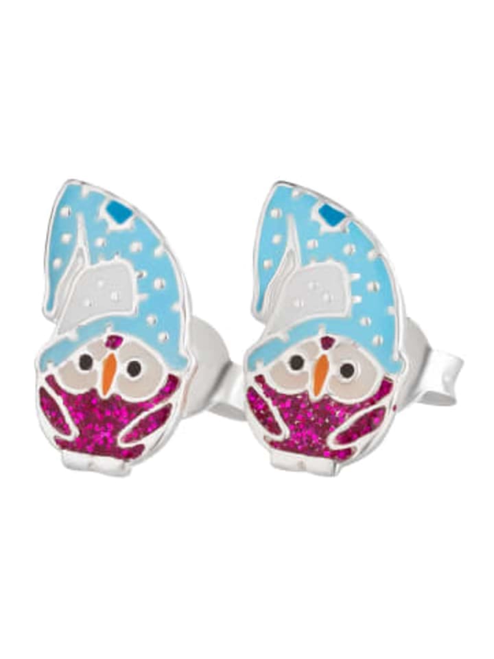 Ohrringe 925 Silber Eule in Pink