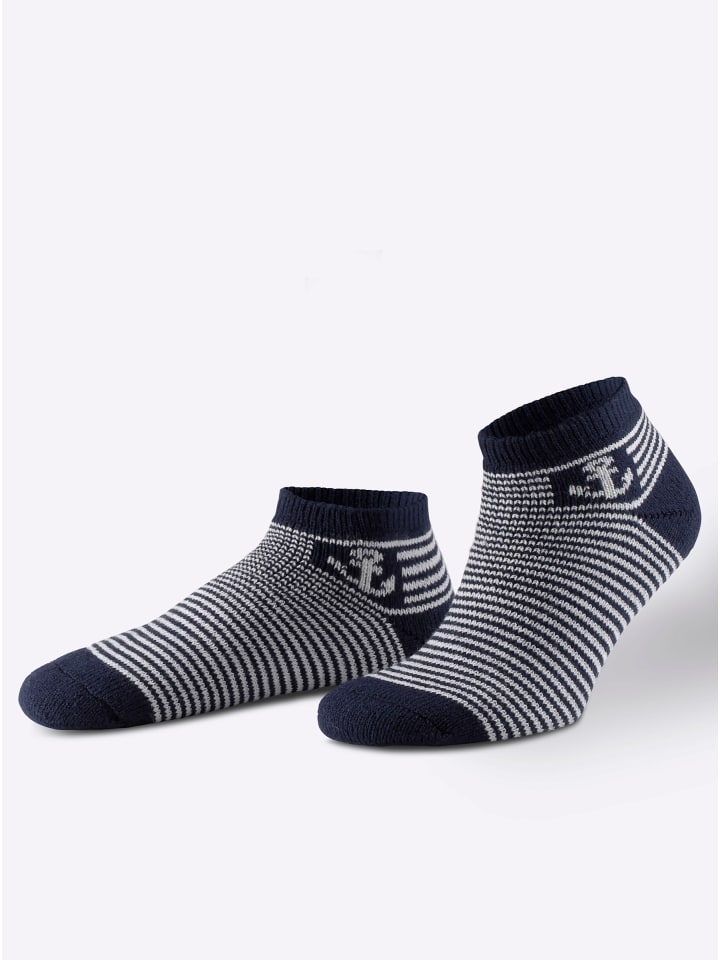 Socken in marine-weiß-gestreift