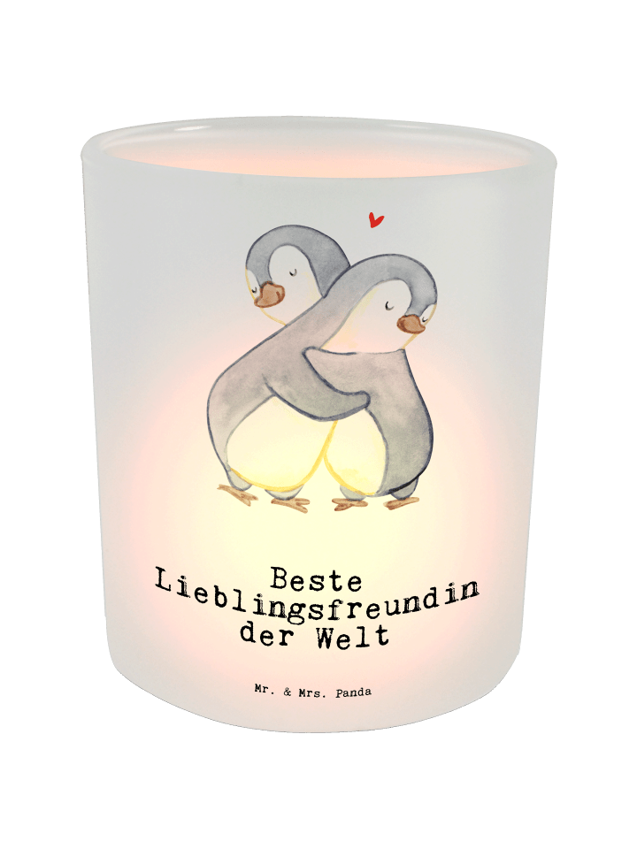 Windlicht Pinguin Beste Lieblingsfreundin der W... in Transparent