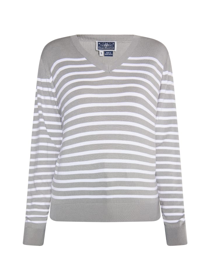 Damen Strickpullover in Grau Weiss