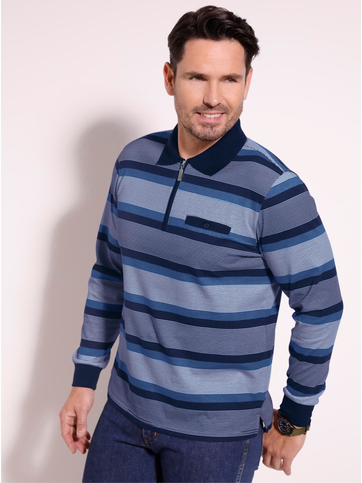 Poloshirt in marine-jeansblau-gestreift