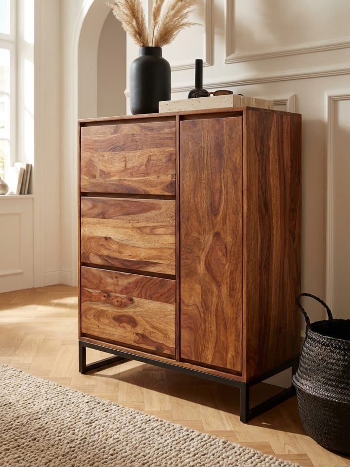 Schuhschrank Massivholz 88x120x40 cm Schuhregal Geschlossen