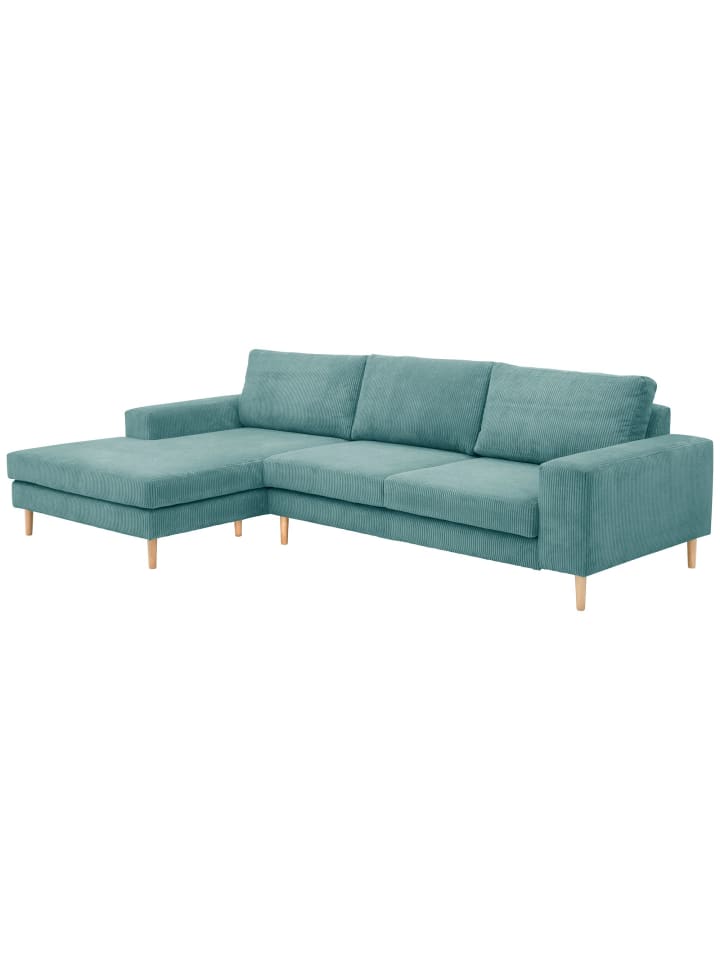 SOFA mit Longchair links Kaylynn Cordstoff eisblau