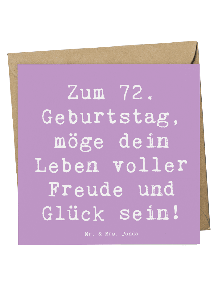 Deluxe Karte 72. Geburtstag Freude mit Spruch in Lavendeltraum