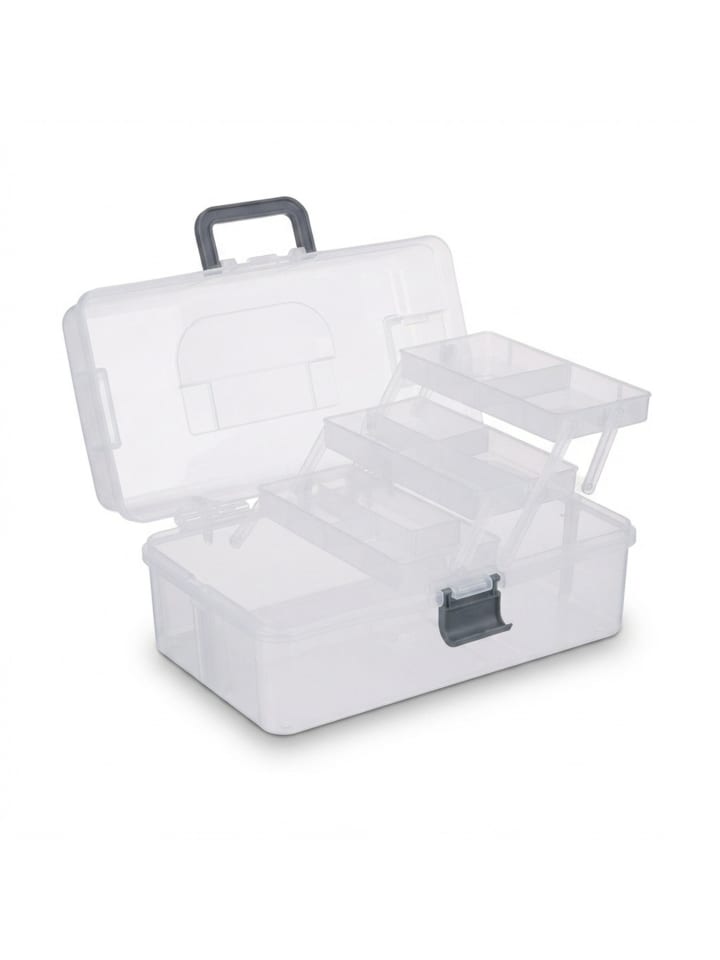 Aufbewahrungsbox in Transparent/ Grau - (B)33 x (H)14,5 x(T)19 cm
