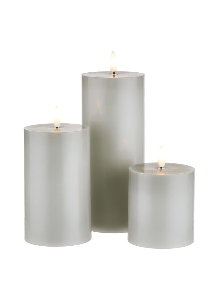 Butlers LED-Kerzen NORDIC LIGHT 3er-Set in Grau
