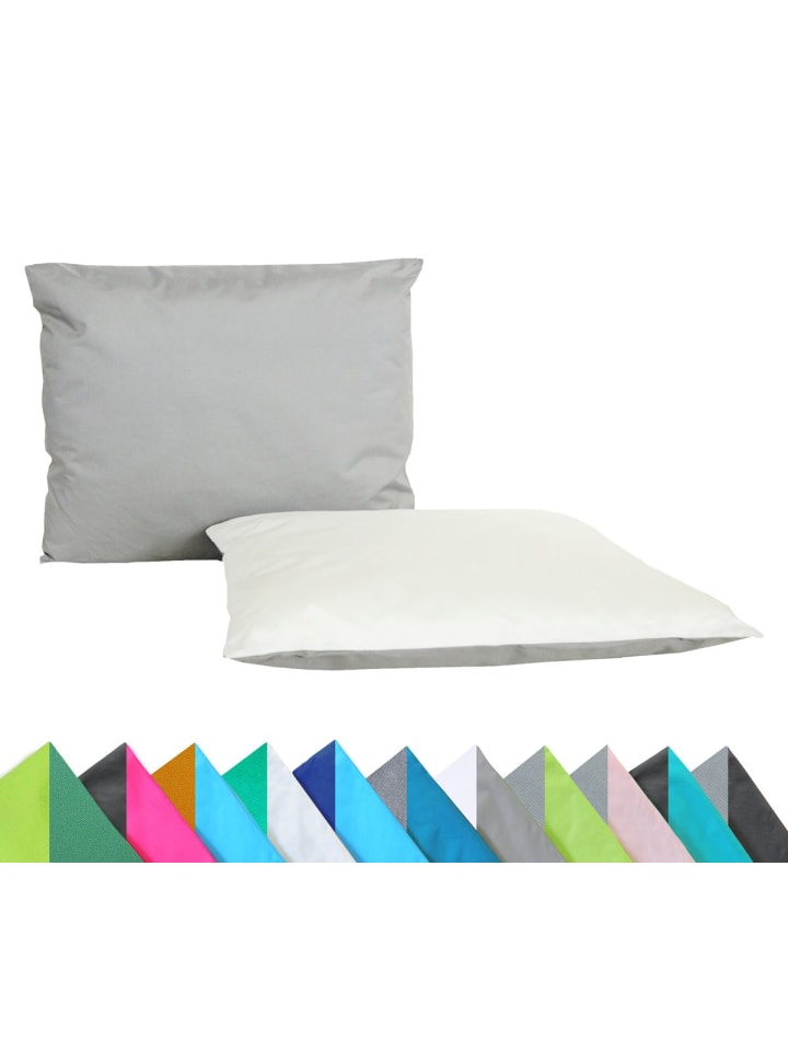 2er Set Outdoor Wende Kissenhülle 30x50cm in Elfenbein/Grau