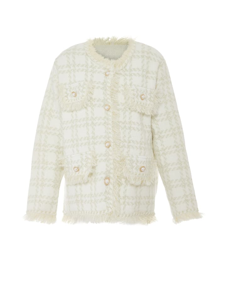 Damen Strickjacke in Wollweiss