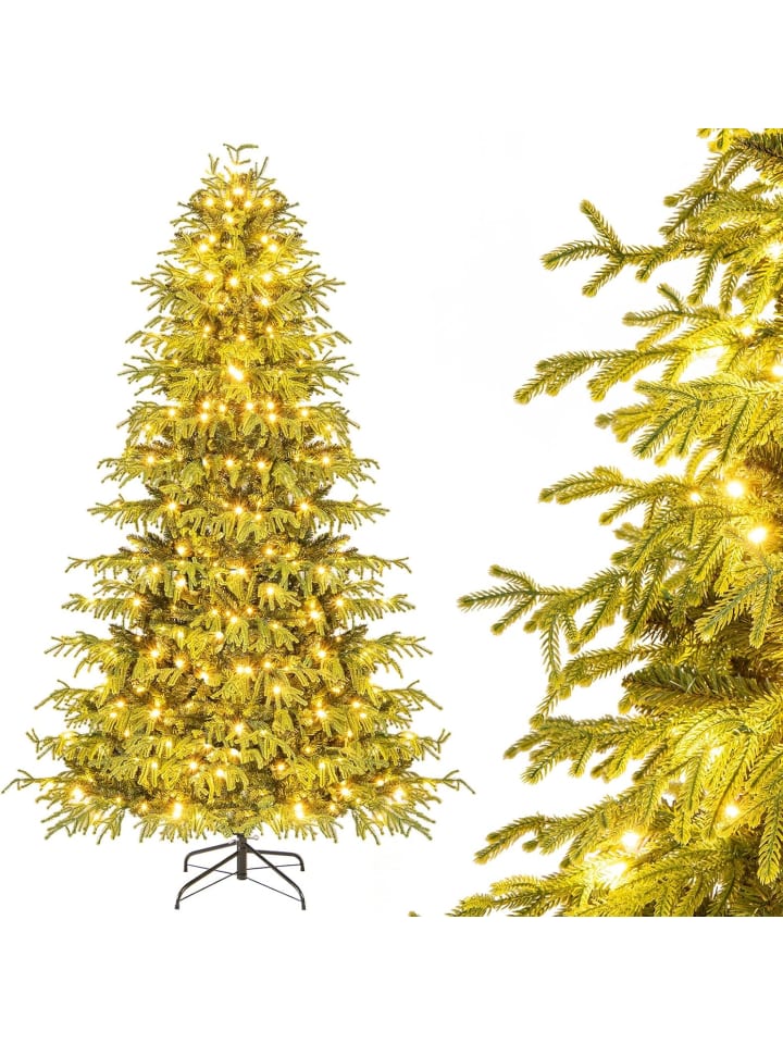 210 cm Künstlicher Weihnachtsbaum mit Beleuchtung in Grün