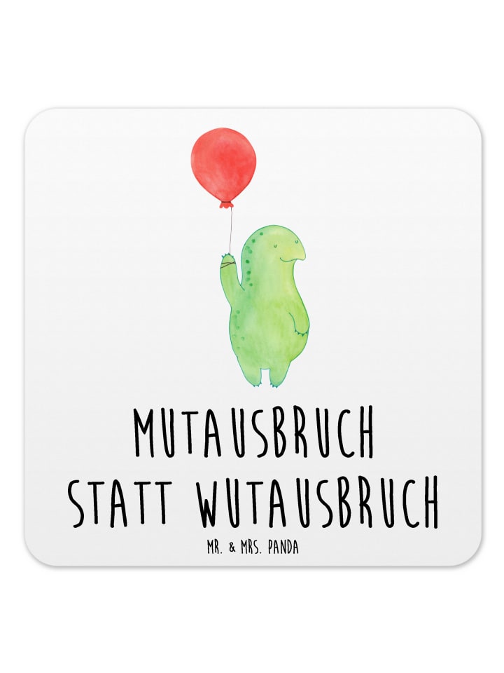 Coaster Schildkröte Luftballon mit Spruch in Weiß