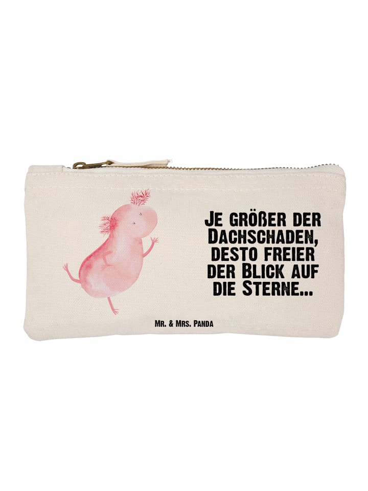 Kulturtasche Axolotl Tanzen mit Spruch in Weiß