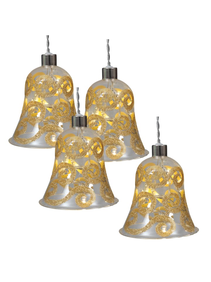 LED Weihnachtsartikel "GLOCKE" in gold - (L)11 cm x (B)11 cm x (H)13 cm