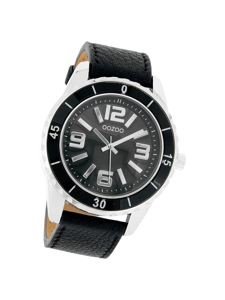 Analog-Armbanduhr Oozoo Vintage Series schwarz groß (ca. 45mm)