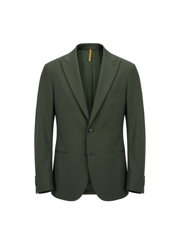 Zweifarbig Grün Viskose Herren Jacke