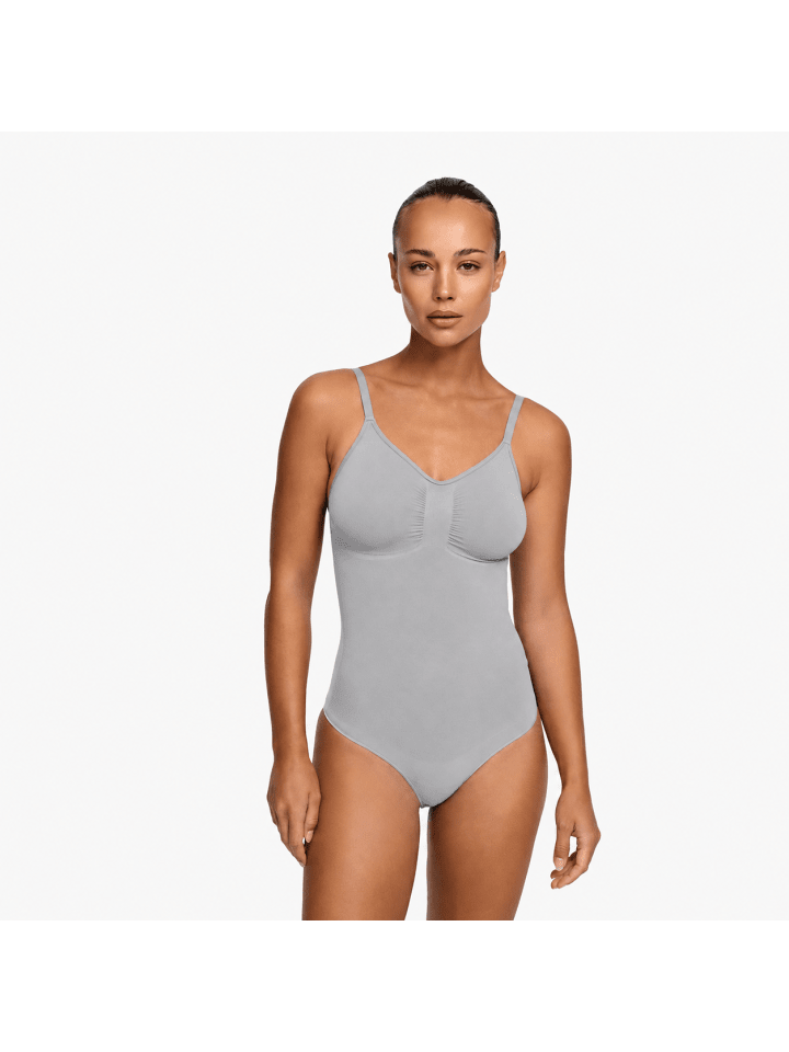 Figurformender Body mit String in Grau