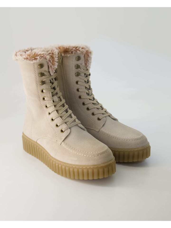 Schnürstiefeletten in Beige