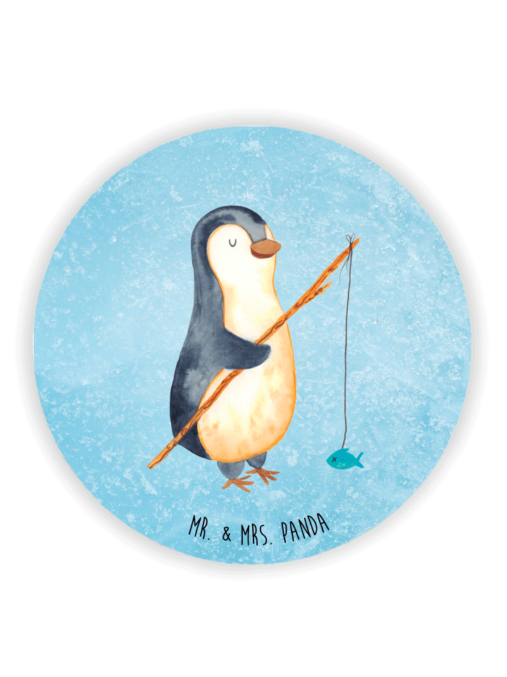 Kühlschrankmagnet Pinguin Angler ohne Spruch in Eisblau