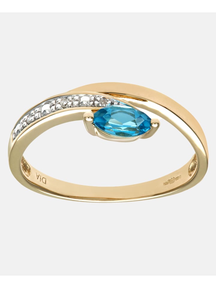Ring aus 375 Gelbgold mit Diamant mit Topas