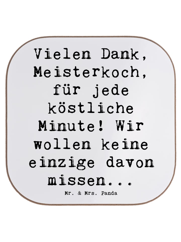 Untersetzer Spruch Danke Koch mit Spruch in Weiß