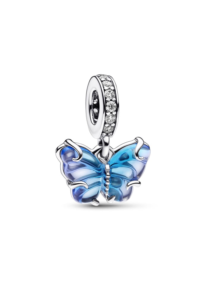 Charm-Anhänger Blauer Muranoglas Schmetterling