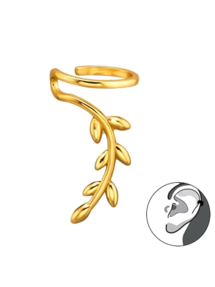 Ohrringe, EAR CUFF LEAF in 925 Sterling Silber in gold