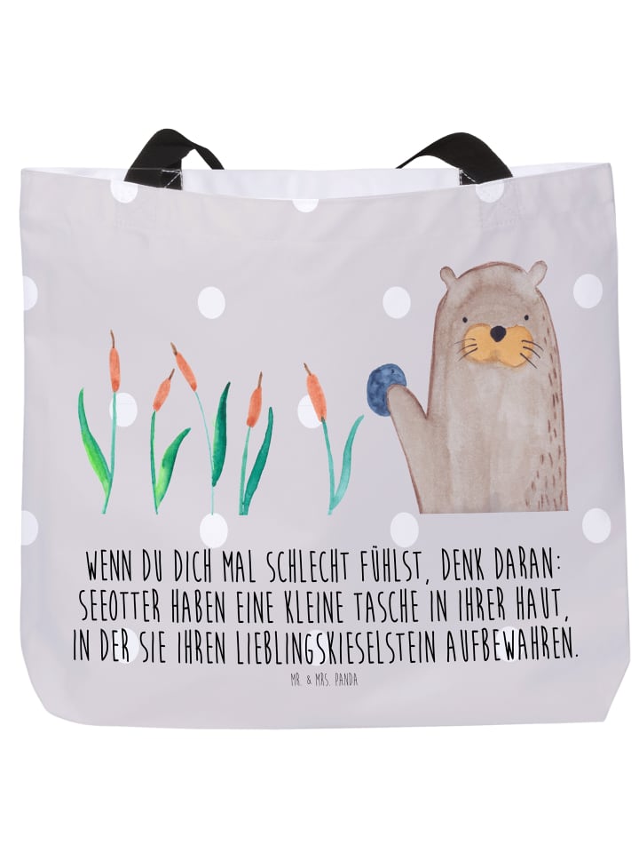 Freizeittasche Otter Stein mit Spruch in Grau Pastell