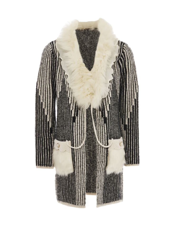 Damen Strickjacke in Schwarz Wollweiss