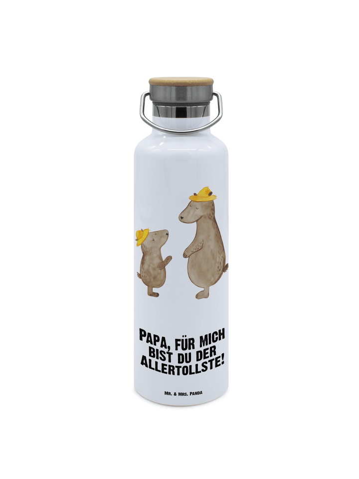 Wasserflasche Bären mit Hut mit Spruch in Weiß