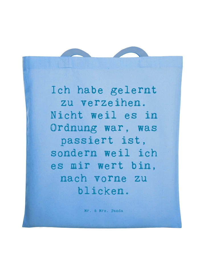 Tote Bag Spruch Vergebung und Neubeginn mit Spruch in Sky Blue