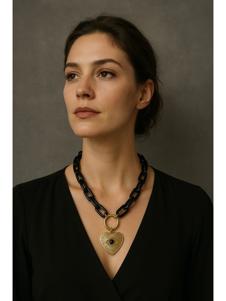 Kurze Kette " Golden Eye " in schwarz