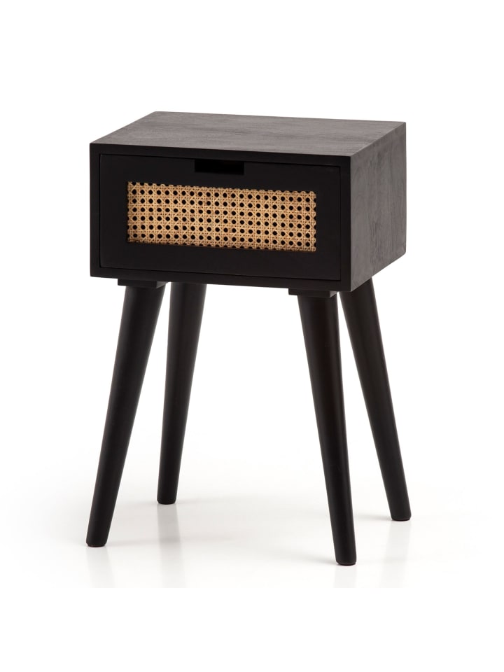 Nachttisch in Schwarz / Mango / 40x30x60