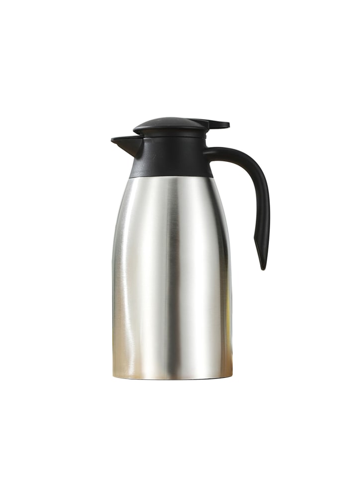2L Edelstahl Thermoskanne Isolierkanne Thermosflasche Kaffeekanne in Silber