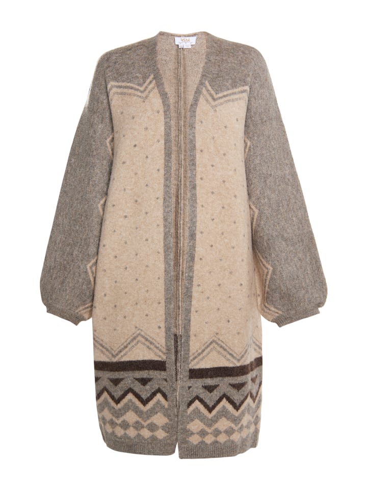 Damen Cardigan in Beige Mehrfarbig