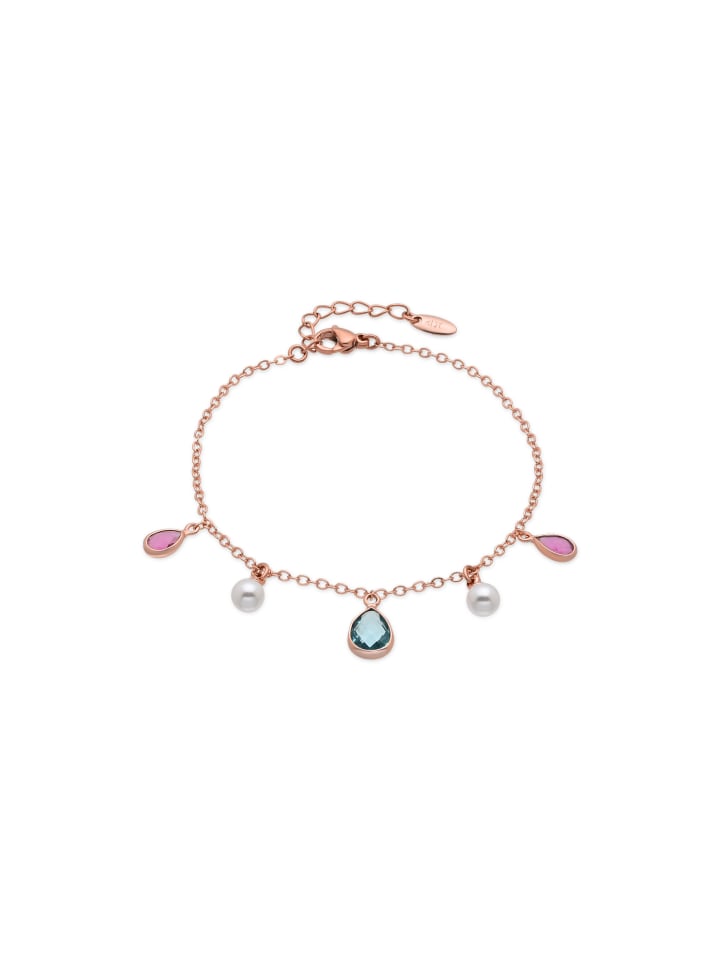 bracelet in metal alloy and white pearl, finished in 18-K rose gold - Cainhtsi