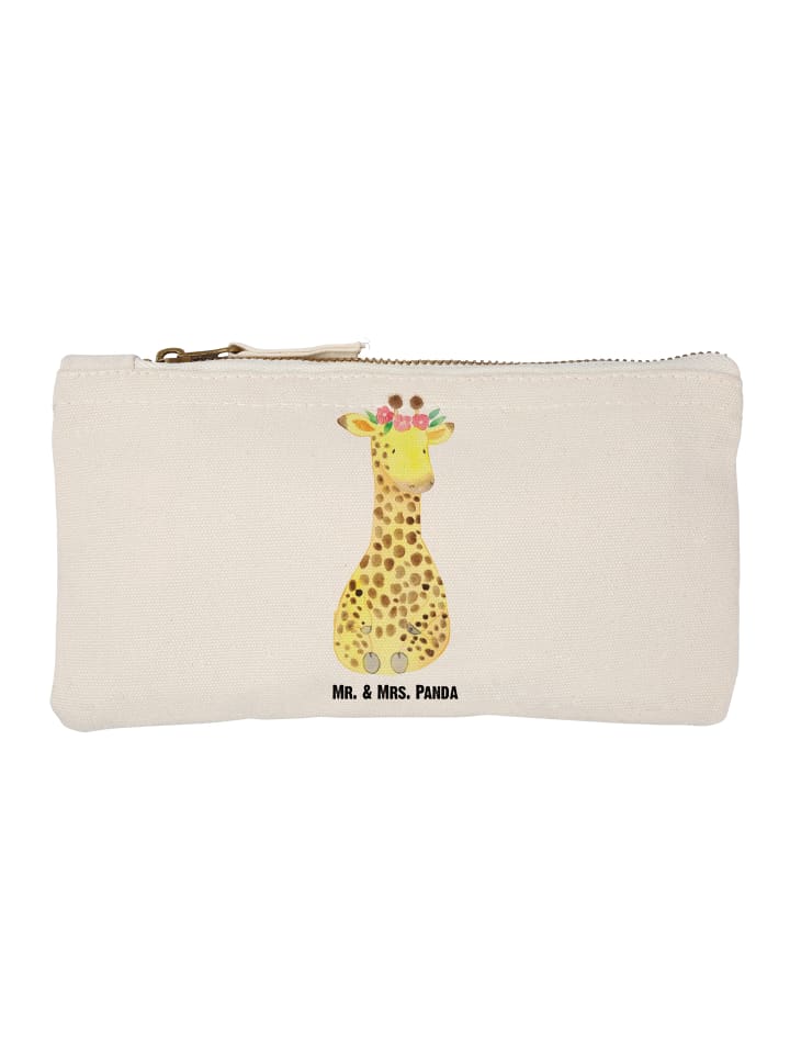 Federmäppchen Giraffe Blumenkranz ohne Spruch in Weiß