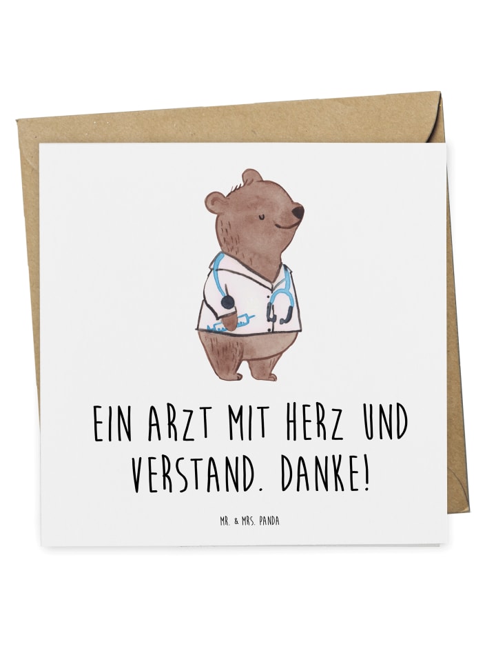 Grußkarte Arzt mit Herz mit Spruch in Weiß
