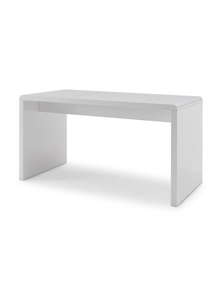 Schreibtisch 140x70 cm modern Plattenstärke 45 mm MDF Hochglanz in Weiß