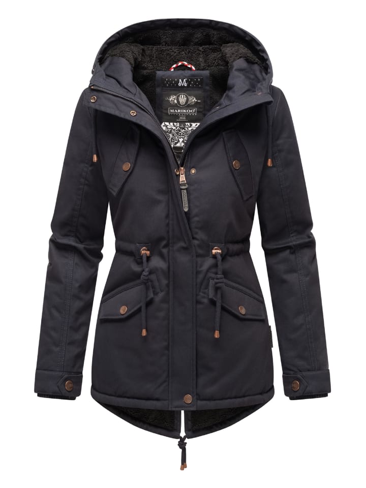 Winterjacke Manolya in Blue with black fur