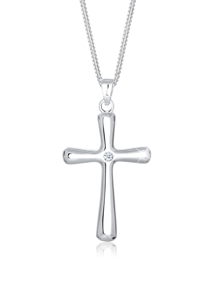 Halskette 925 Sterling Silber Kreuz in Weiß