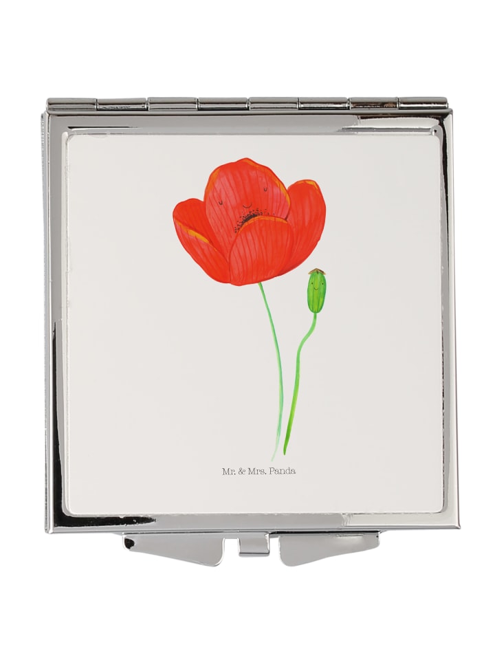 Schminkspiegel Blume Mohnblume ohne Spruch in Weiß