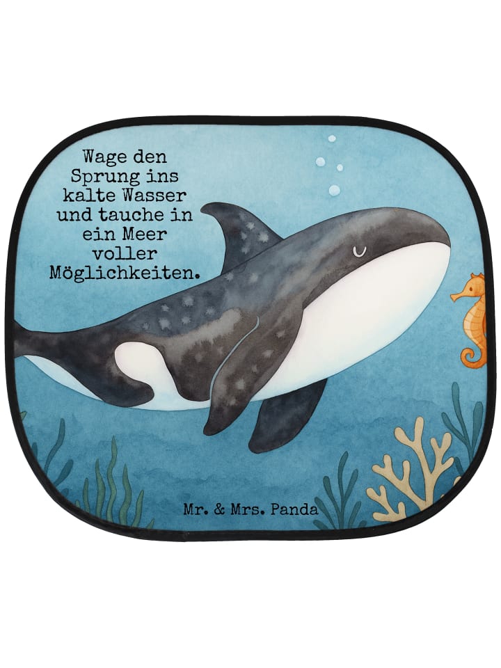 Sonnenschutz Auto Orca Design mit Spruch in Weiß