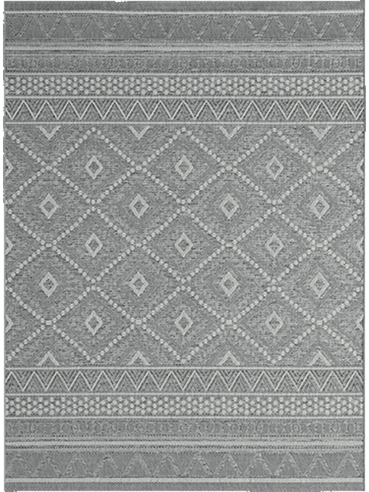 Moderner In-/Outdoor Teppich B in Grau