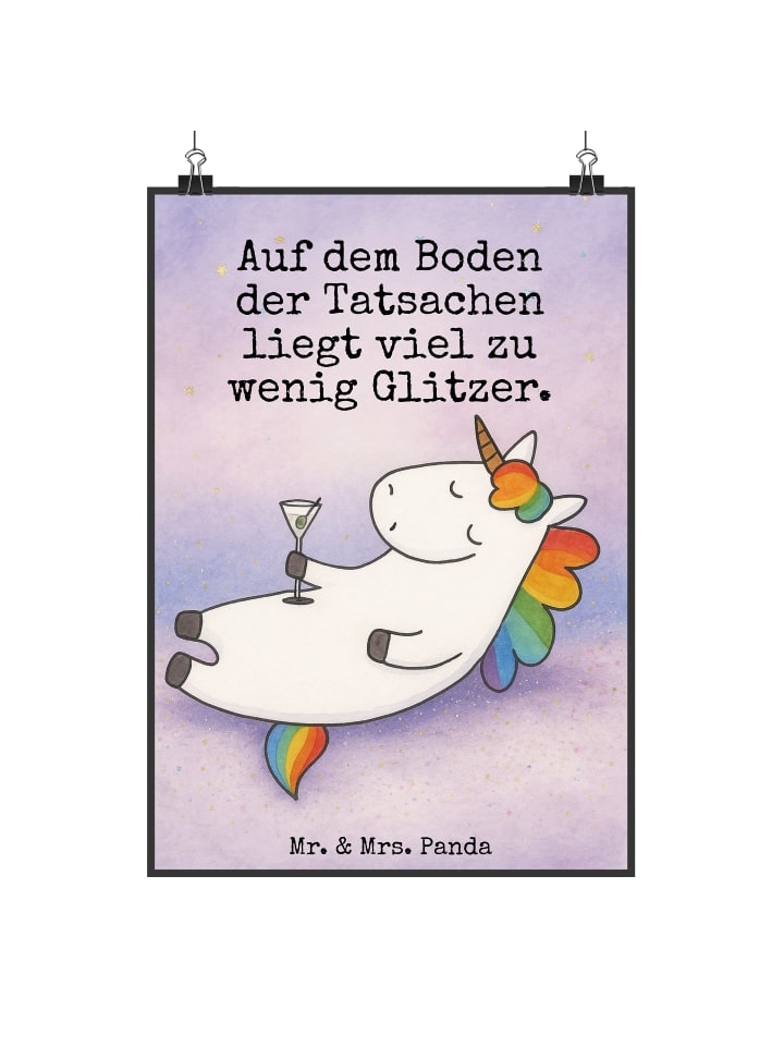 Poster Einhorn Blümchentail Design mit Spruch in Weiß
