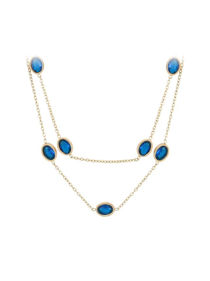 Women Necklace in Gold Royal Blue