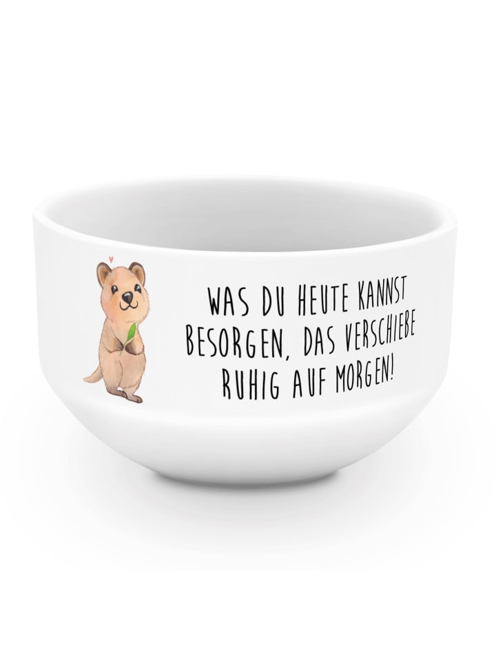 Obstschale Quokka Happy mit Spruch in Weiß