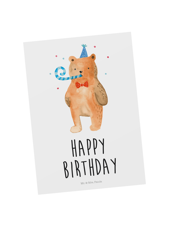 Grußkarte Bär Geburtstag mit Spruch in Weiß